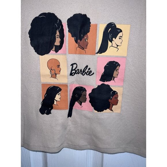 BARBIE Womens Graphic Shades of Barbie Ribbed Cropped Tank Top Sz M - Picture 2 of 6